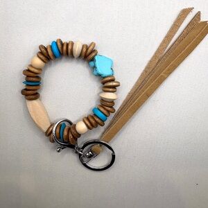 Wooden Bead Keychain with Tassel